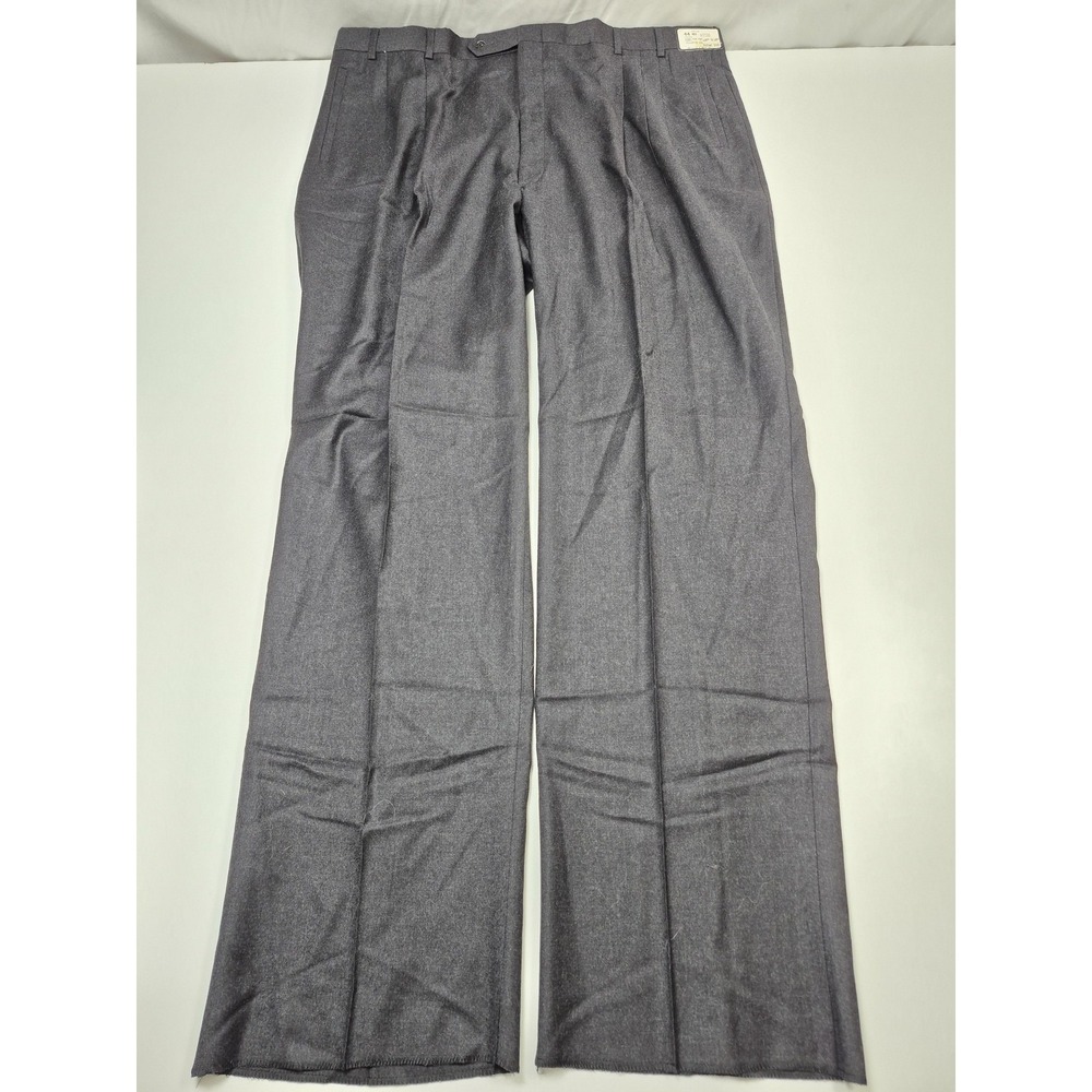 Fioravanti Dress Pants Mens 44x36 Gray Wool Pleated Straight Super 100 FLAW